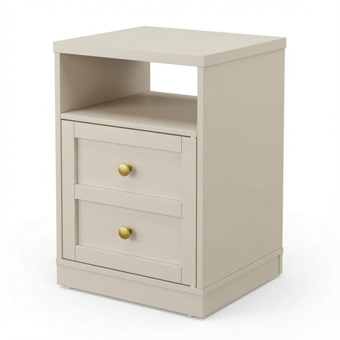 Nightstand With Door & Shelf, 2 Drawer Side Table