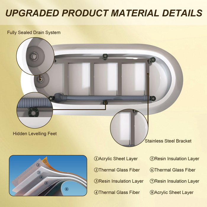 Special-Shaped Freestanding Slipper Bathtub, Overflow & Pop Up Drain