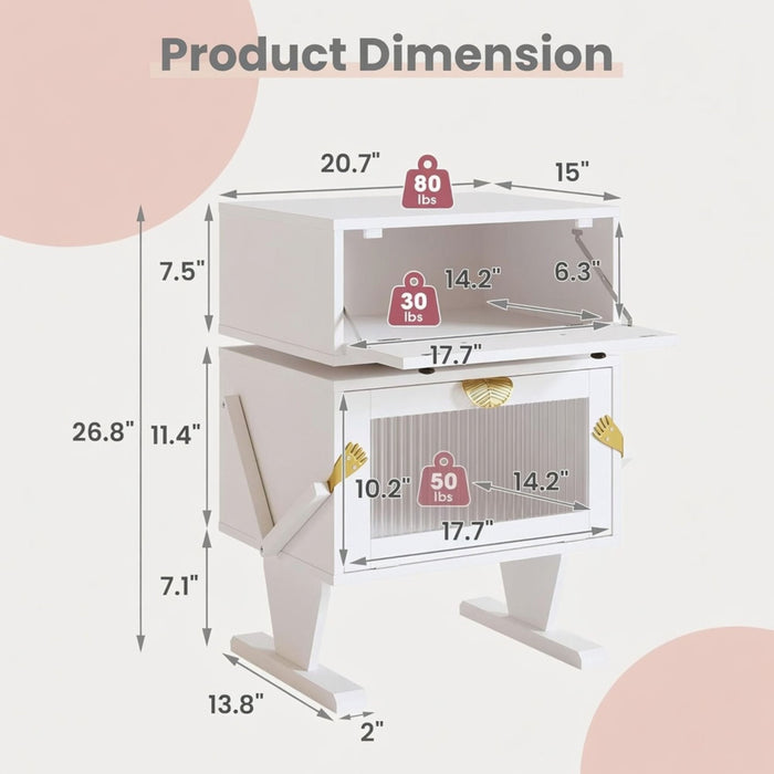 Robot LED Nightstand With 360° Rotating Drawer