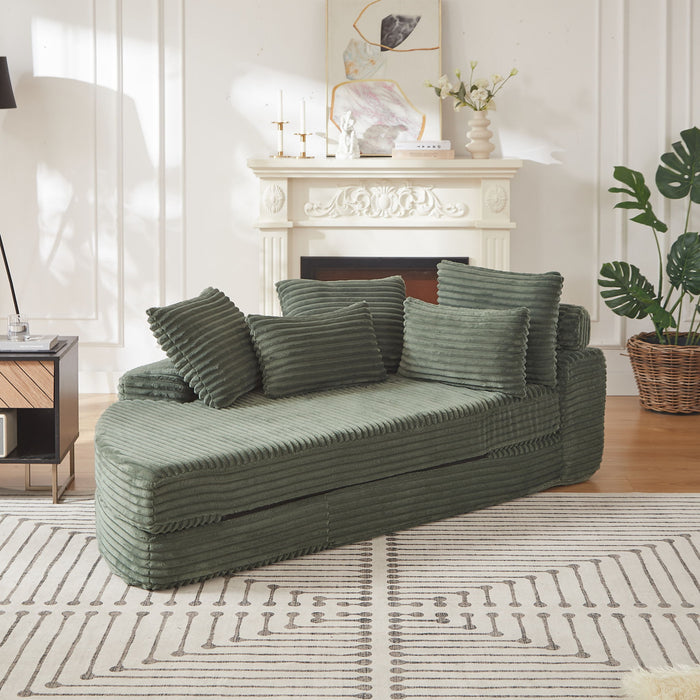Semi Circular 2 In 1 Sofa Bed With Neck Pillow And Throw Pillows