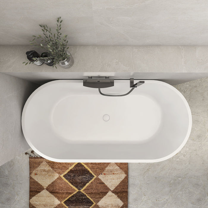 Solid Surface Freestanding Soaking Bathtub & Ergonomic Design