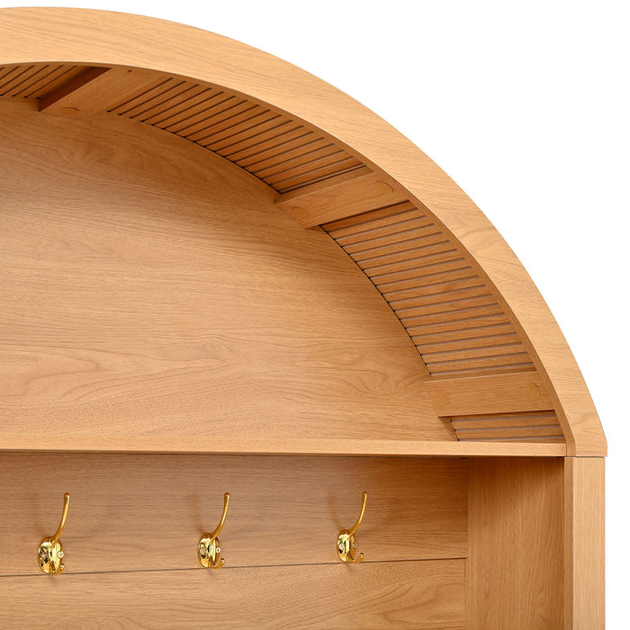 Arched Top Hall Tree With 5 Hooks