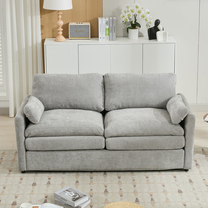 Cozy Upholstered Plush Cushion Loveseat Sofa For Living Room