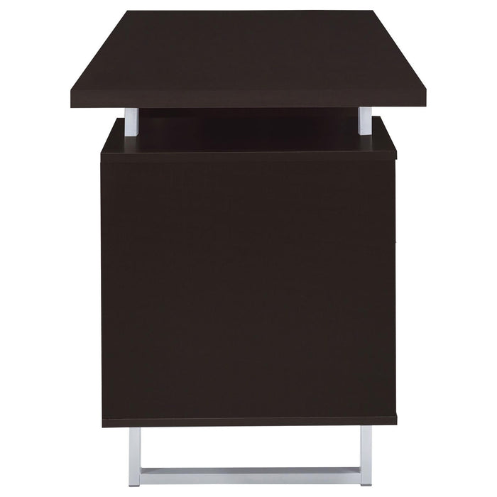 2 Drawer Floating Top Office Desk, Storage Features - Cappuccino