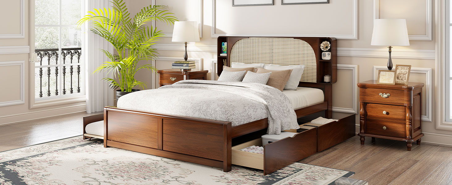 Headboard Bed With 2 Drawers And Trundle