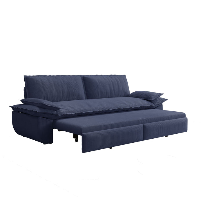 Queen Pull Out 3 In 1 Convertible Sleeper Sofa Bed - Blue