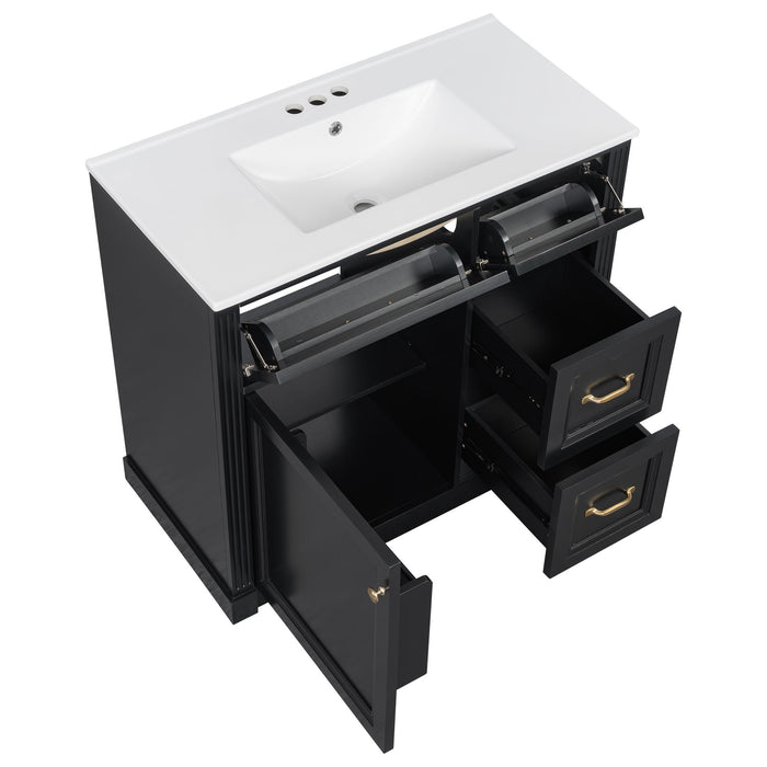 Modern Bathroom Vanity With Sink, 4 Drawers, Soft-Close Door, Adjustable Shelf
