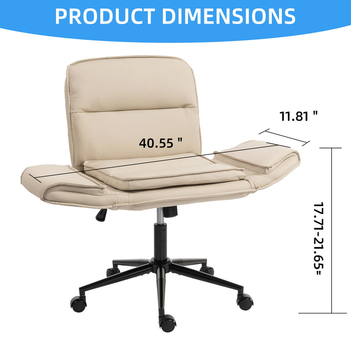 Criss Cross Swivel Desk Chair With Adjustable Armrests & Wheels For Home Office