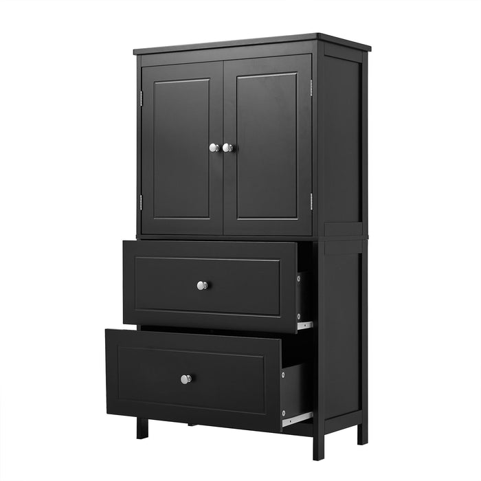 Bathroom Storage Cabinet With 2 Doors And Drawers, Adjustable Shelf