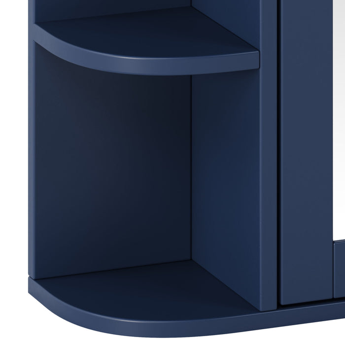 Bathroom Wall Storage Cabinet With Mirror And Adjustable Shelf, 6 Open Shelves