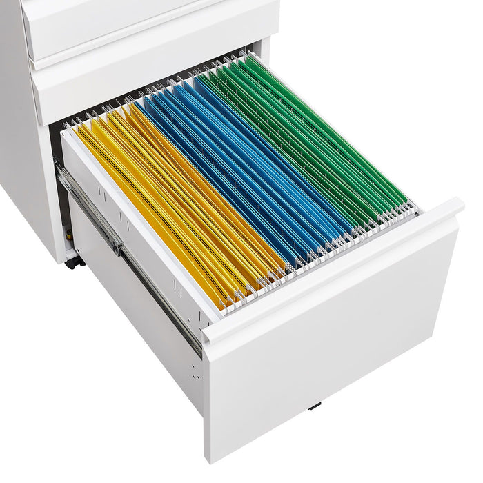 3-Drawer Mobile Filing Cabinet With Lock, Legal/Letter Storage