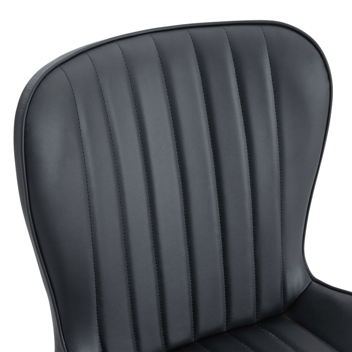 Minimalist Ergonomic Dining Chair (Set of 4) With Curved Cushions And Metal Frame - Black