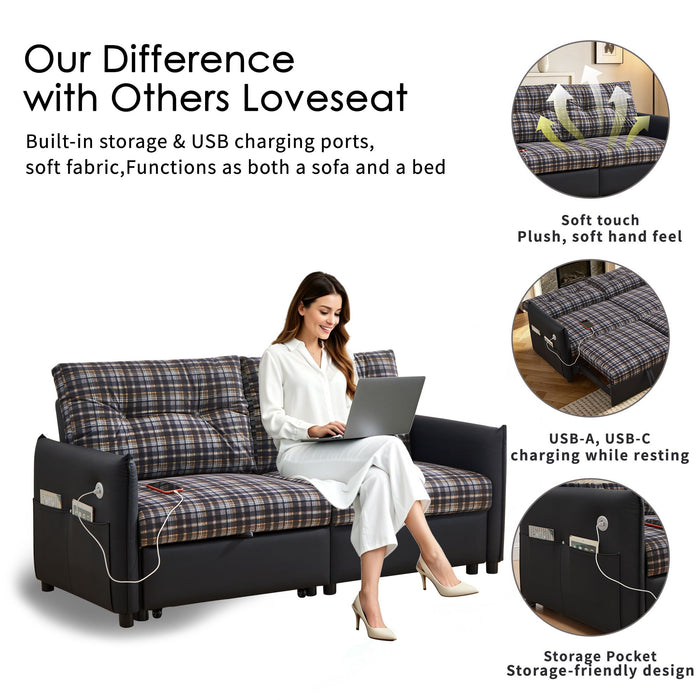 Sleeper Sofa, Expandable Sectional With Ottoman For Living Room