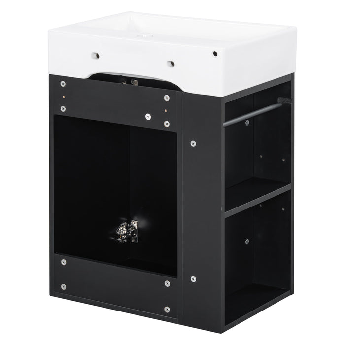 Modern Bathroom Vanity With Sink, Diamond Pattern Doors