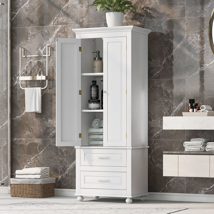 Tall Storage Cabinet With 2 Drawers For Bathroom