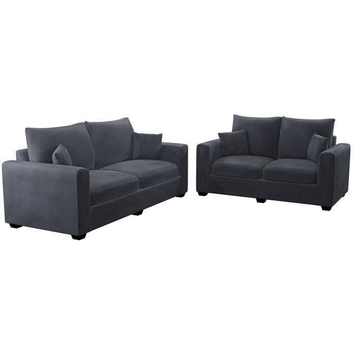 2 Piece Contemporary Style Sofa Set With Matching Pillows