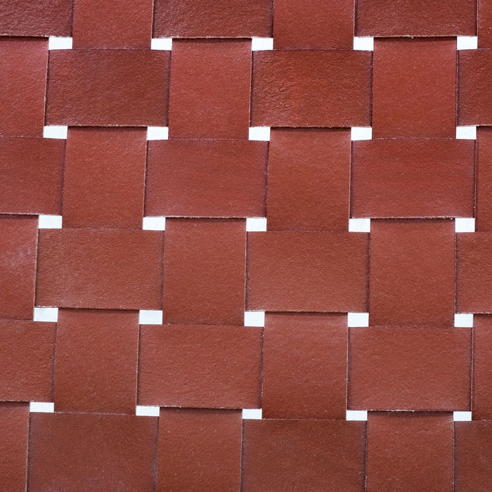 Rustic Wooden Dining Chair (Set of 2) With Genuine Leather Woven Upholstery - Brown