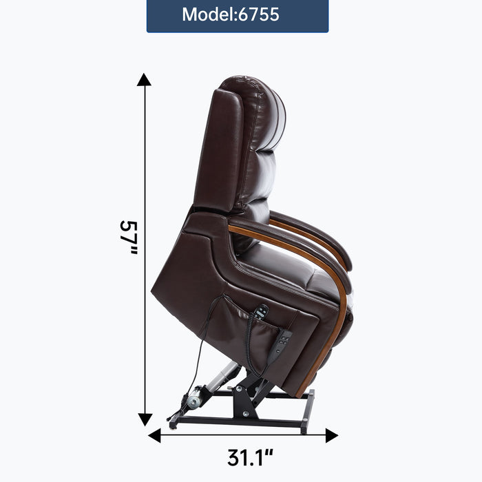 Power Lift Recliner Chair Dual Motor Infinite Position With Heat Massage And Heavy Duty Motion Mechanism - Brown