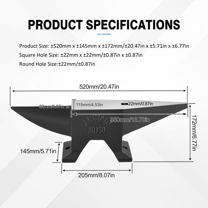 Heavy Duty Cast Steel Anvil, 22 Lbs Single Horn With Large Countertop, High Hardness For smithing