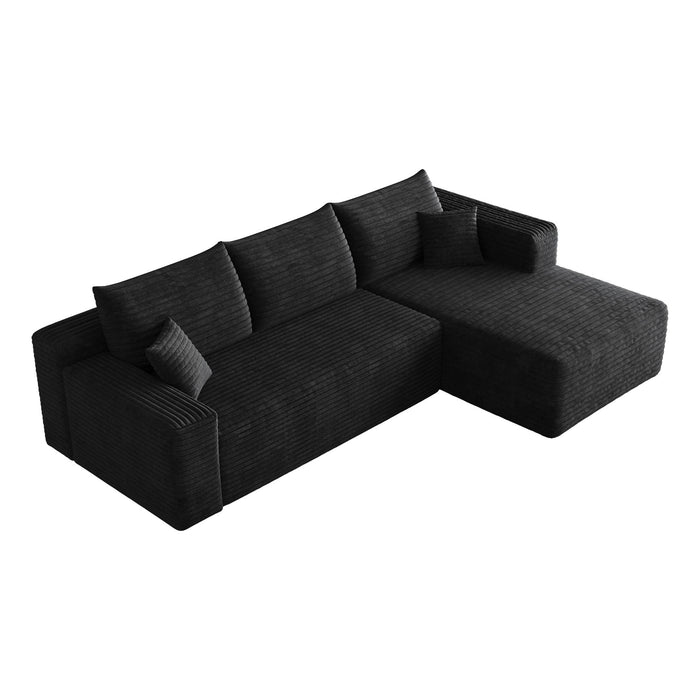 Cloud Sectional Sofa, Comfort U-Shaped Sofa For Living Room - Black