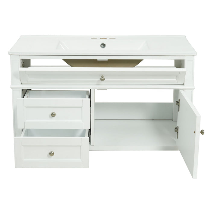 Modern Wall Mounted Floating Cabinet With Double Drawer And Sink