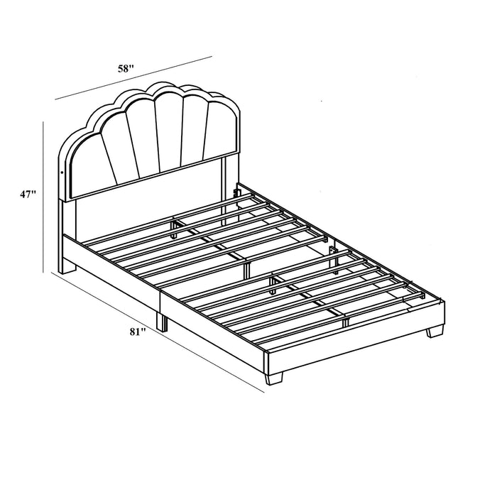 Bed With Floral Design Headboard And Built In LED Lighting