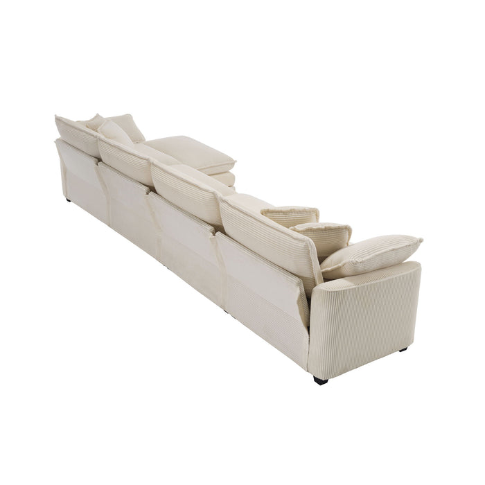 Modern Oversized Modular Cushion Sofa With Ottoman, Low Back, Deep Seating Sofa Set