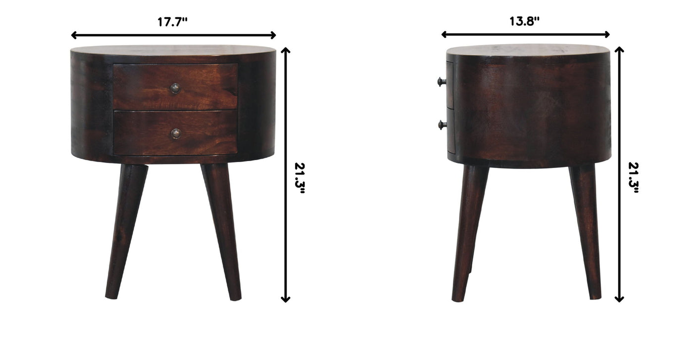 Rounded Bedside Table - Walnut