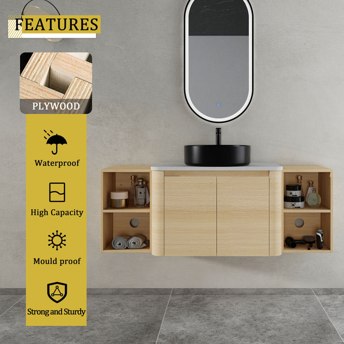 Mounted Bathroom Vanity With Art Sink, 2 Storage Shelves, Soft Close Door