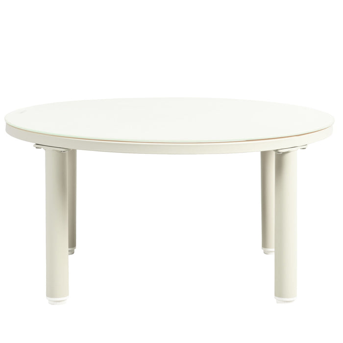 6 Piece Patio Set, Half Moon Outdoor Sectional Sofa With 2 High Low Coffee Tables, 4 Pillows & Cushions