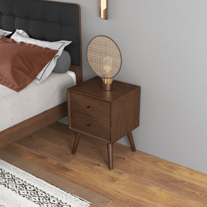 Caroline - Mid-Century Modern Style White Night Stand 2 Drawer