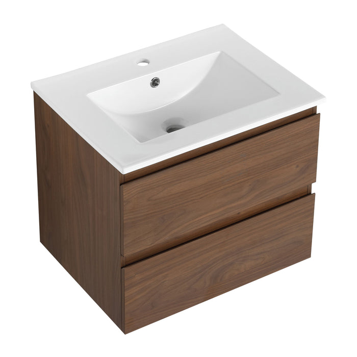 Wall Mounted Bathroom Vanity & Sink, 2 Soft Close Drawers