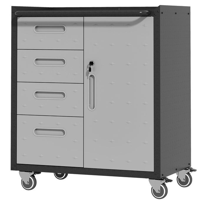 Sturdy Metal Tool Storage Cabinet With Wheels Durable Garage, Office & Home Organizer Steel