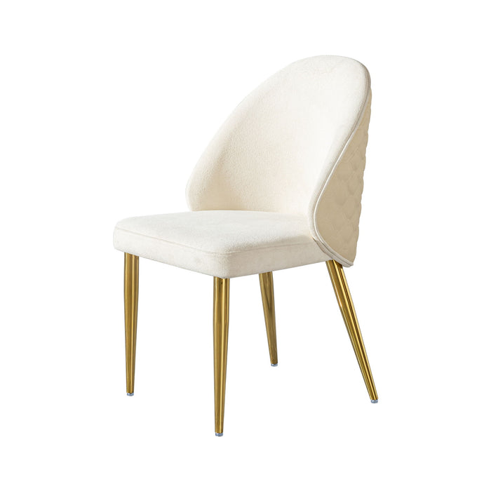 2 Pieces Contemporary Stainless Steel Dining Chair With Upholstery And Leather Backrest - Gold