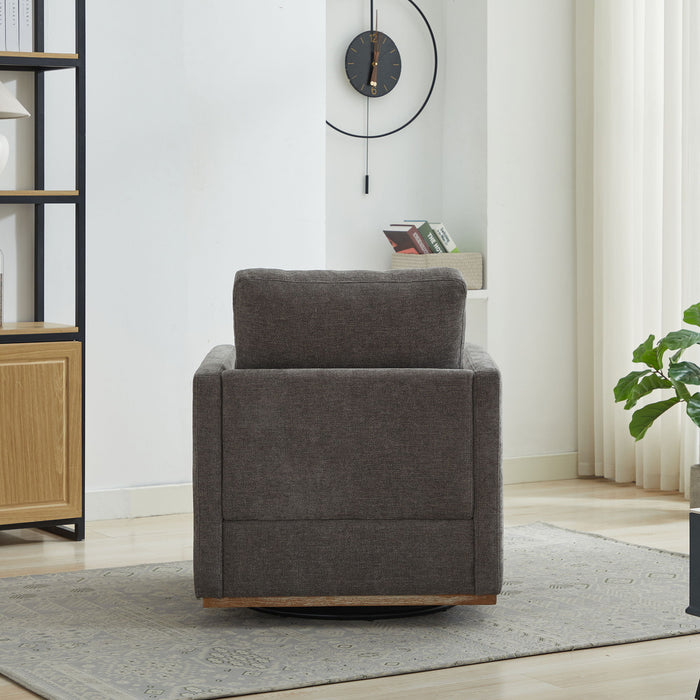 Modern Square Upholstered Swivel Accent Chair With Metal Base