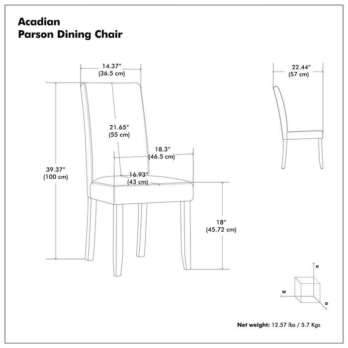 Acadian - Parson Dining Chair (Set of 2) - Distressed Black