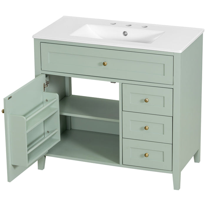 Bathroom Vanity With Sink, Cabinet With 3 Drawers And Adjustable Shelf