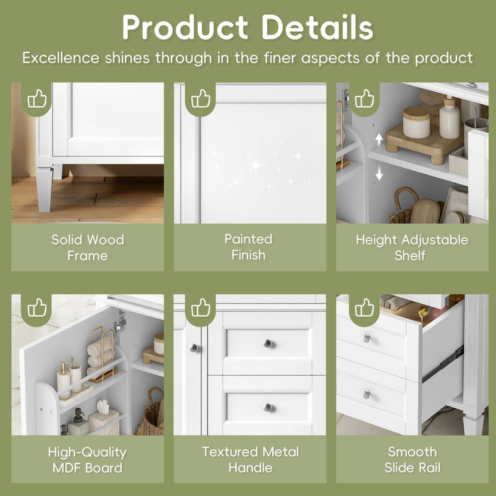 Bathroom Vanity With Top Sink, 2 Drawers, Tip Out Drawer