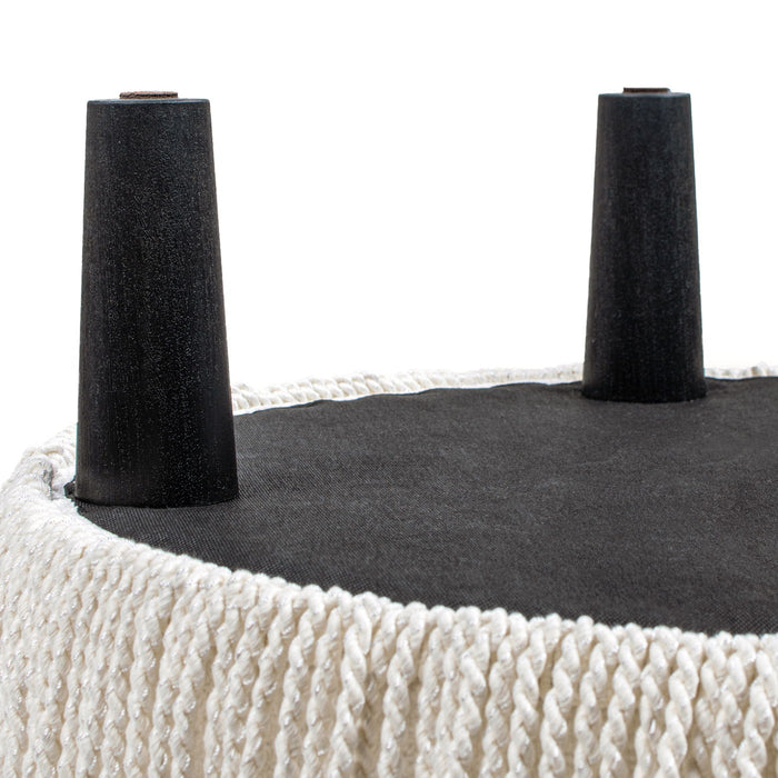 Yolanda - Round Upholstered Accent Ottoman - Almond White