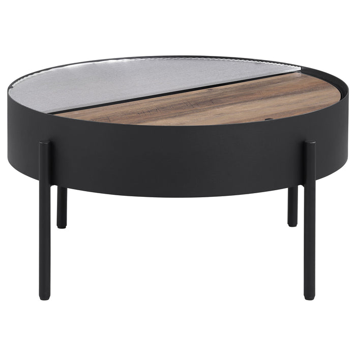 Rafael - 2 Piece Coffee Table Set With Sliding Storage - Tan / Black