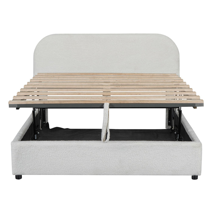 Upholstered Platform Bed With Hydraulic Storage System