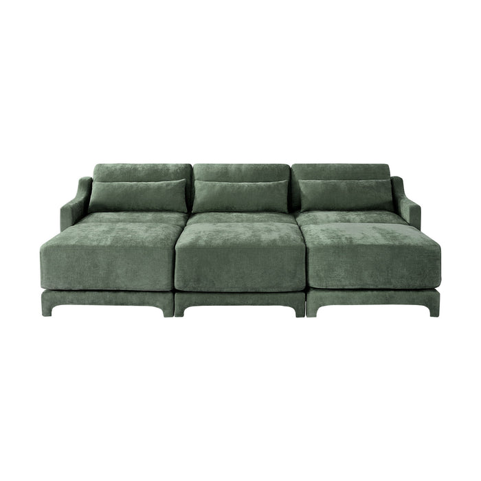 Stylish Sofa With Ottoman And Lumbar Pillows, Ergonomic Design
