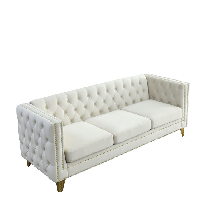 Modern Sofa With Button Tufting, Upholstered Couch For Living Room