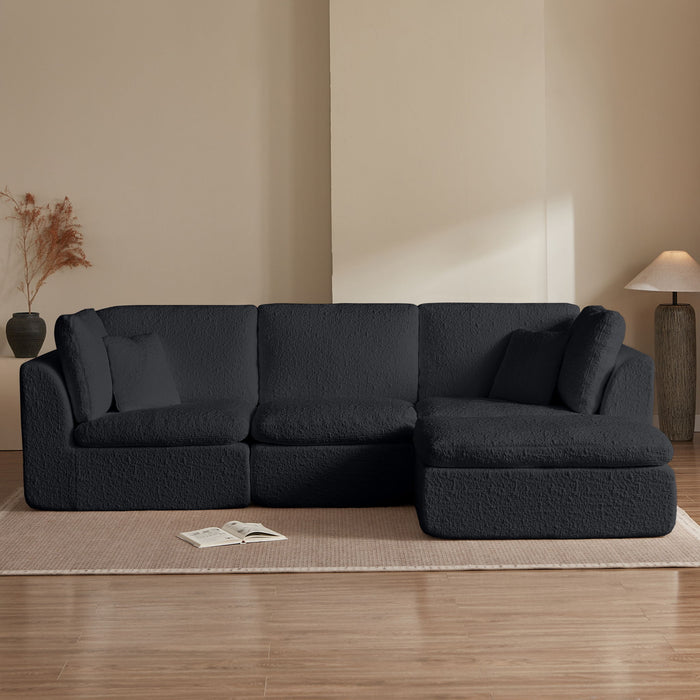 Cloud Sectional Couch, Convertible With Ottoman, 3 Seater Modular Design