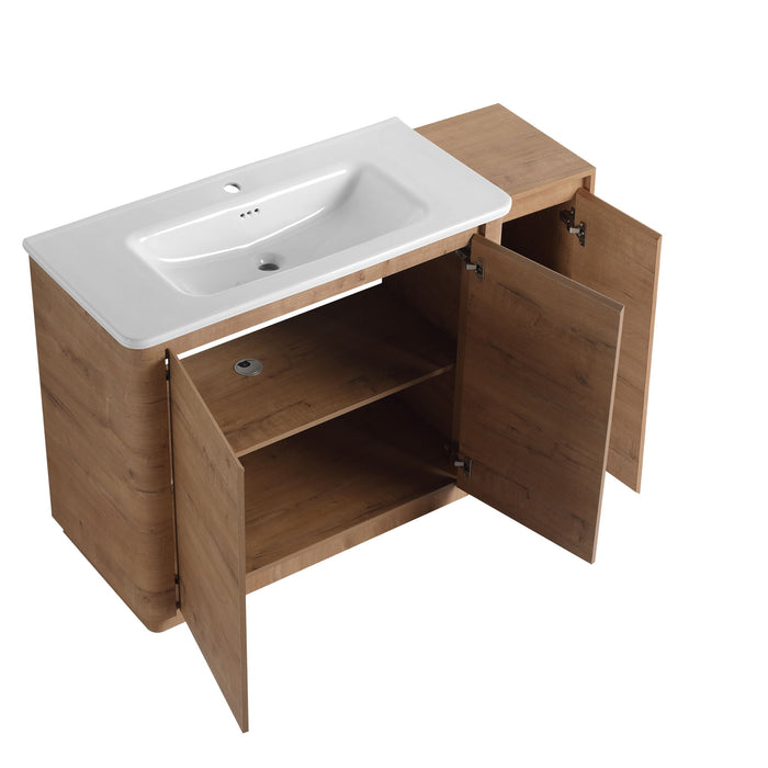 Freestanding Bathroom Vanity With Sink, 1 Small Storage Cabinet, Soft Close Door