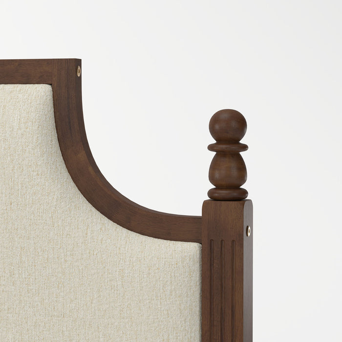 Farmhouse Platform Bed Frame & Tall Upholstered Headboard