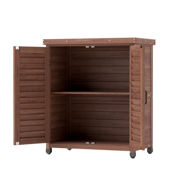 Potting Bench With Storage Cabinet And Metal Table Top For Outdoor