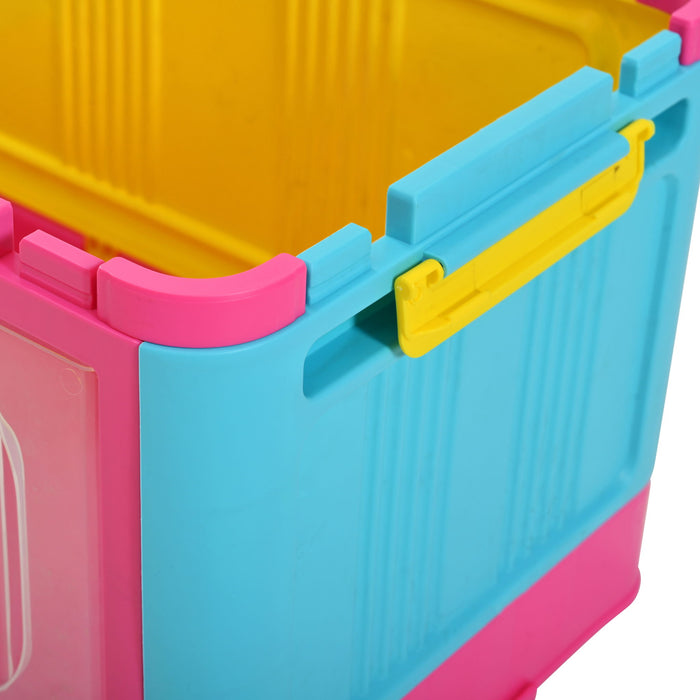 Folding Storage Cabinet With Magnetic Doors And Wheels