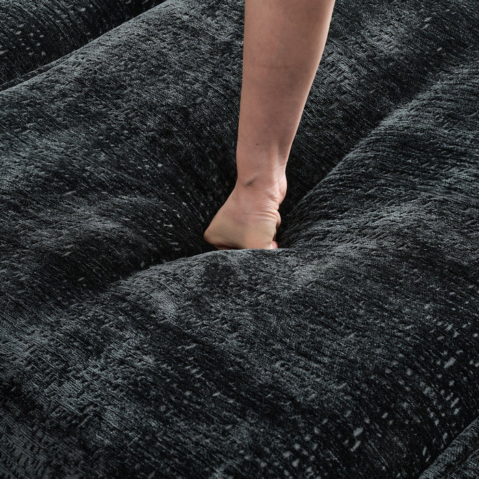 Modern Comfy Chenille L Shaped Sectional Sofa With Movable Ottoman