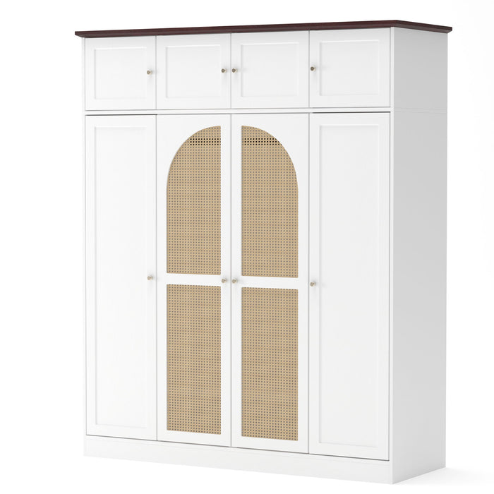 8 Door Armoire Wardrobe With Adjustable Shelves And Hanging Rod